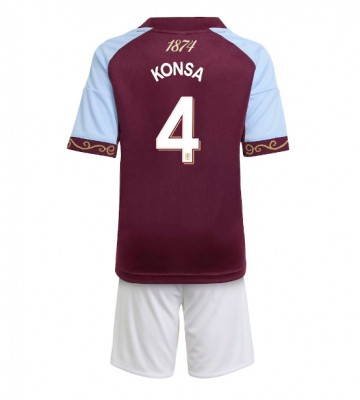 Aston Villa Ezri Konsa #4 Hjemmebanetrøje Børn 2025-26 Kortærmet (+ Korte bukser)